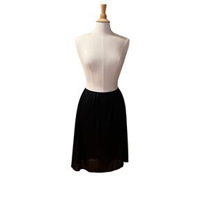Vassarette Black Half Slip, Satin Skirt, Lace Trim, Minimalist, Size Large